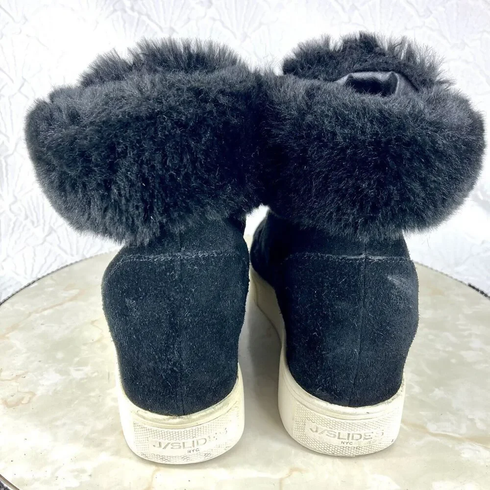 J/SLIDES Black Ankle Booties with Fur Detail - Picture 7 of 11
